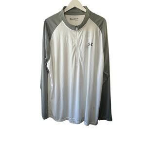 Under Armour White & Gray Velocity 2.0 1/2 Zip Pullover Men's 3XL NEW